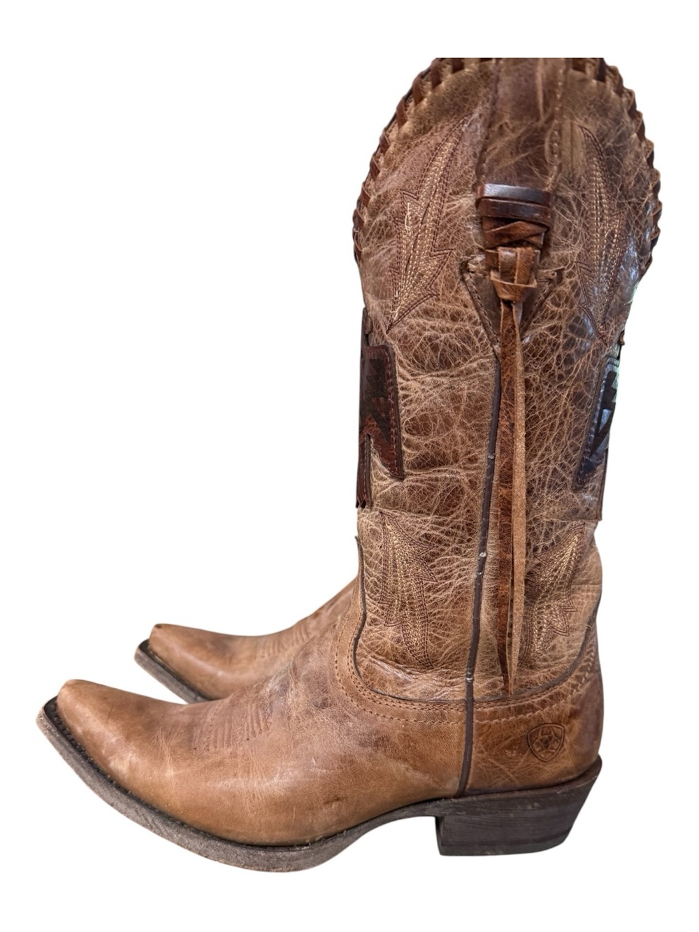 ARIAT WOMEN'S TAN THUNDERBIRD THRiLL COWGIRL BOOTS - SNIP TOE 6.5 - Picture 7 of 14